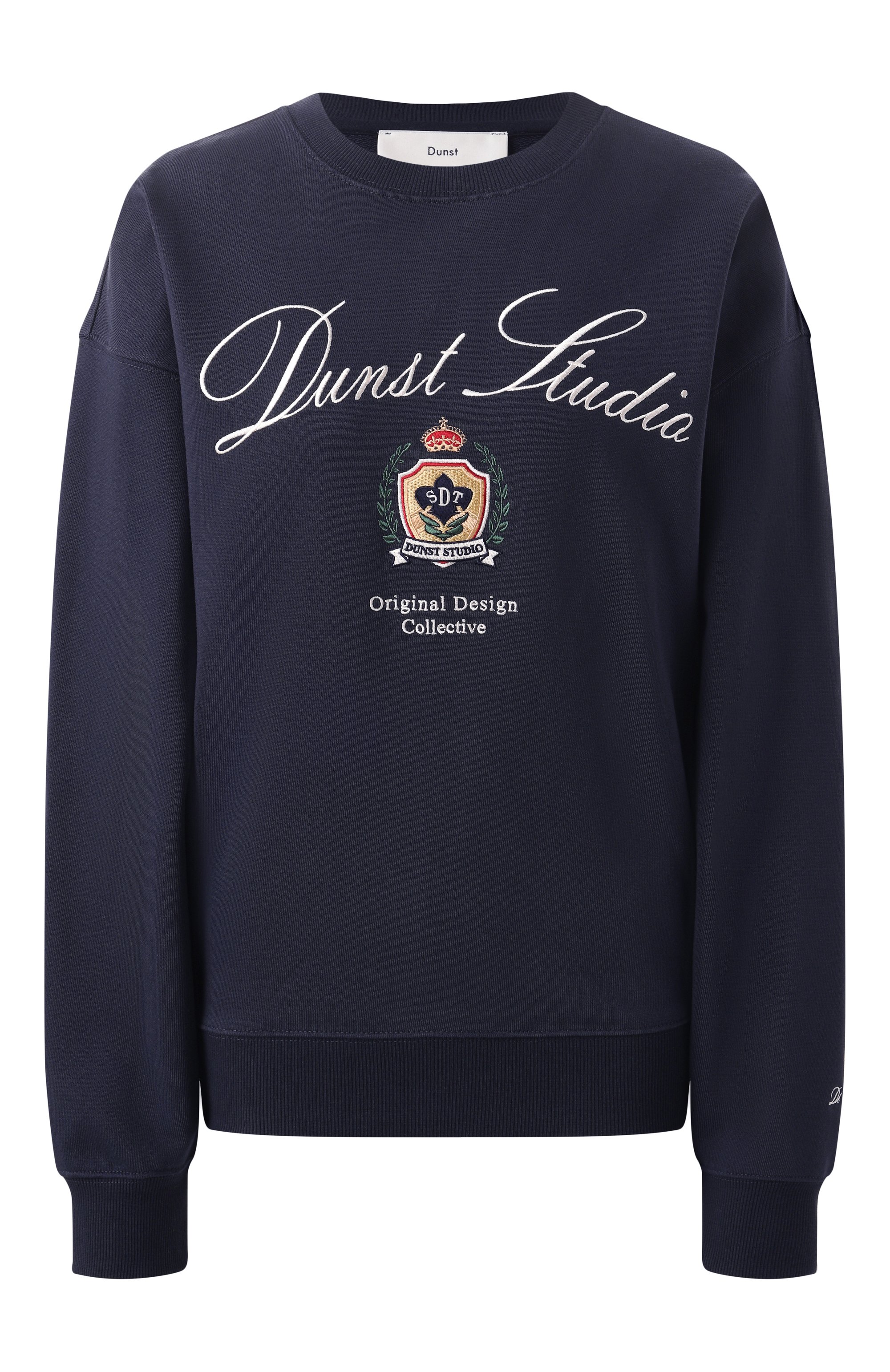 Хлопковый свитшот DUNST темно-синего цвета по цене 9990 руб., арт. UDTS5A113N2, фото 1 Хлопковый свитшот DUNST, арт. UDTS5A113N2, фото 1