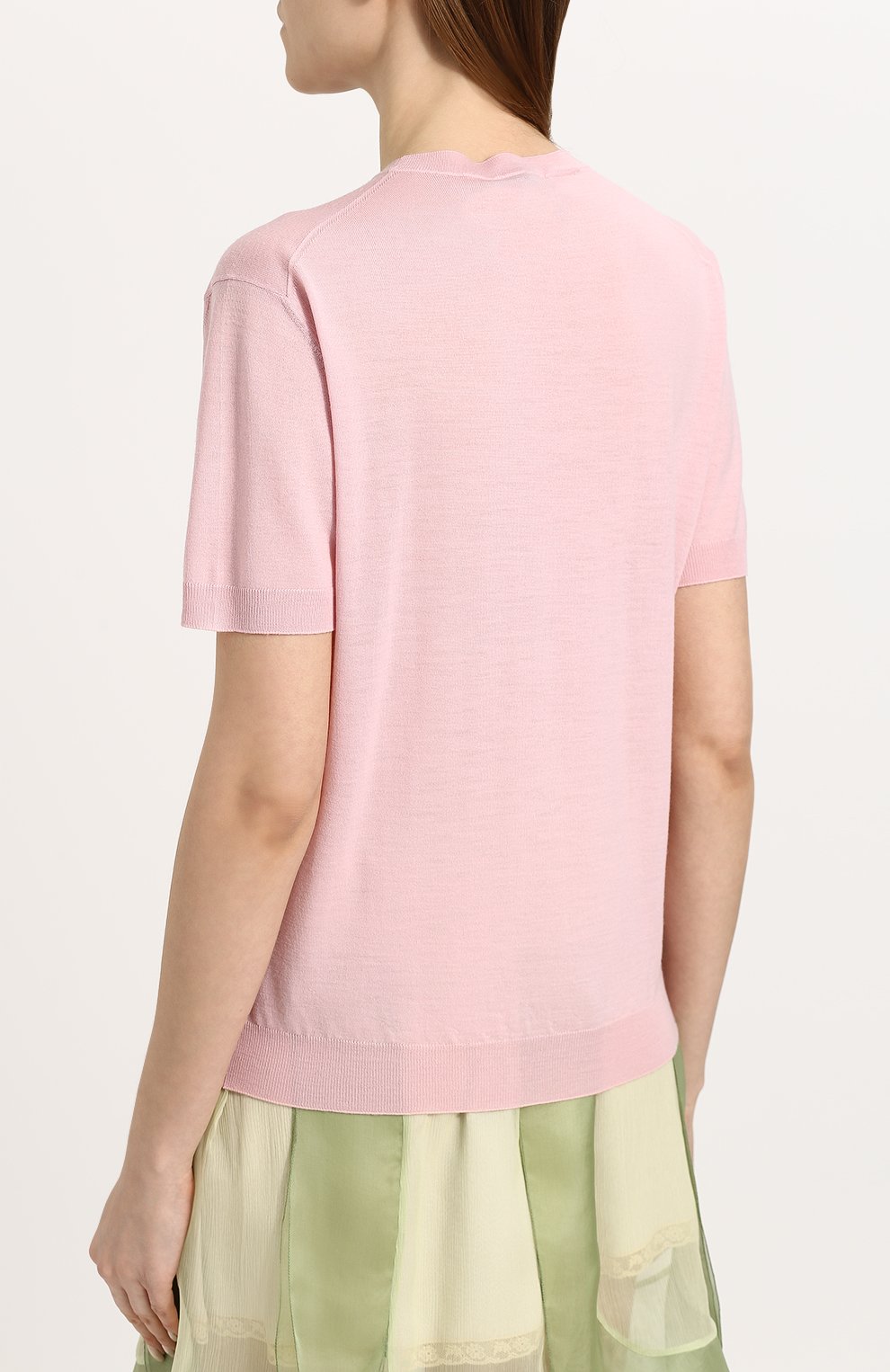 Однотонный вязаный топ с коротким рукавом PRADA, арт. P24V22-J2N-F0384, фото 4