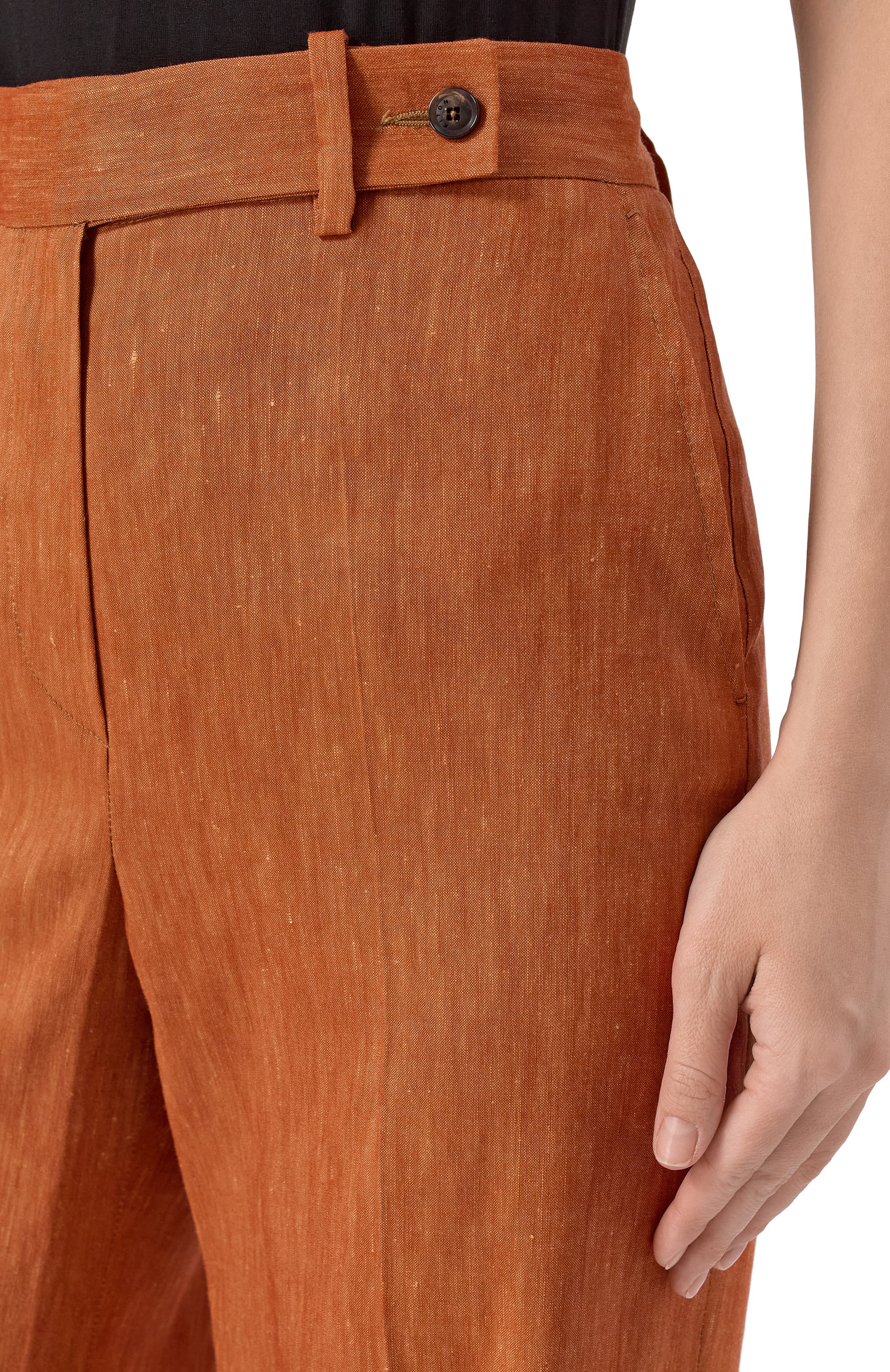 Брюки изо льна и шерсти KITON оранжевого цвета по цене 163500 руб., арт. D48109K0919E03, фото 5 Брюки изо льна и шерсти KITON, арт. D48109K0919E03, фото 5