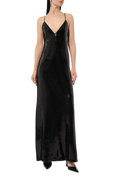 Платье с отделкой пайетками N21 черного цвета по цене 92400 руб., арт. H191/4728, фото 3 Платье с отделкой пайетками N21, арт. H191/4728, фото 3