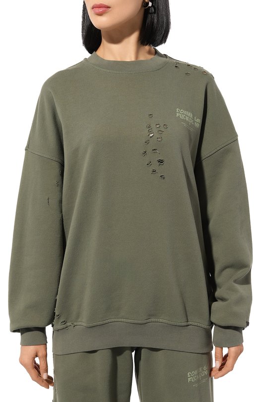 Хлопковый свитшот Comme des Fuckdown CFABW01185 Зелёный  CFABW01185 Фото 3