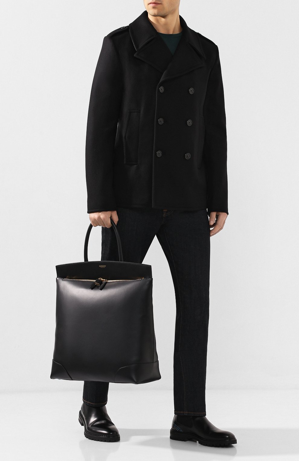 Кожаная сумка-тоут society BURBERRY, арт. 8020970, фото 2