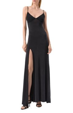 Женское платье VERSACE JEANS COUTURE черного цвета, арт. 78HA0900/J0190 | Фото 3 (Длина Ж (юбки, платья, шорты): Макси; Случай: Вечерний; Женское Кросс-КТ: Платье-одежда; Стили: Гламурный; Рукава: На бретелях; Материал внешний: Синтетический материал, Вискоза)