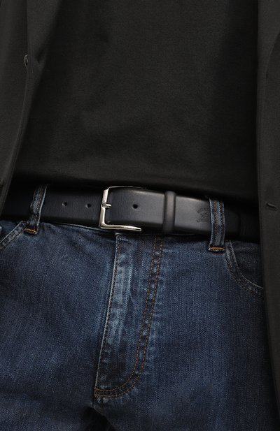 Кожаный ремень PAUL&SHARK темно-синего цвета по цене 13150 руб., арт. 22416032, фото 2 Кожаный ремень PAUL&SHARK, арт. 22416032, фото 2