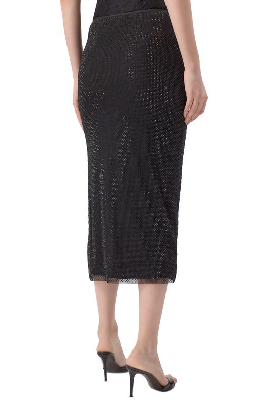Юбка с отделкой стразами self-portrait AW25049MSKB Чёрный  AW25049MSKB Фото 4