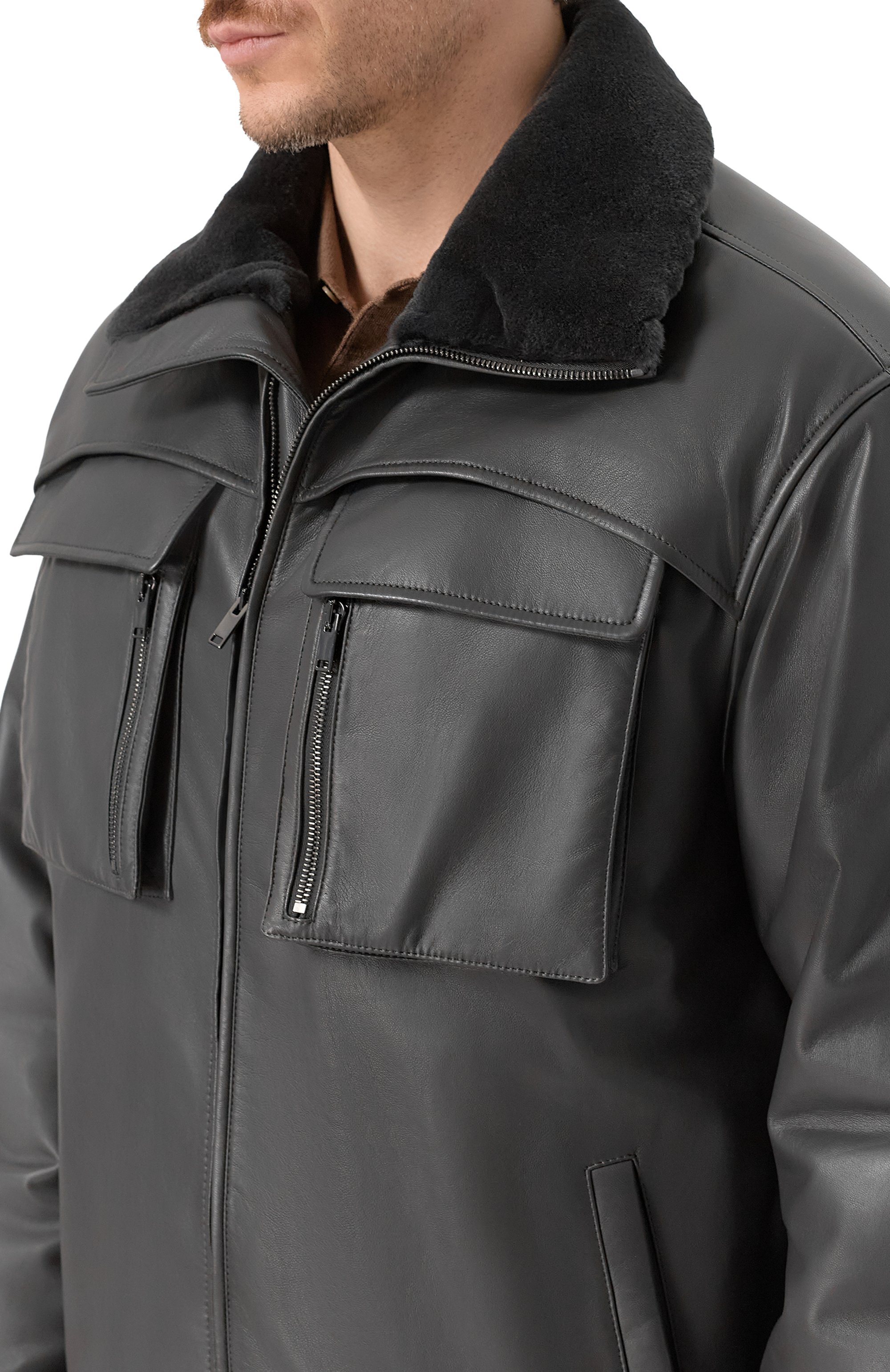 Кожаная куртка с воротником из норки MVST, арт. M25.1PM.0011/ANTRA, фото 5