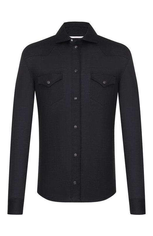 Шерстяная рубашка Marco Pescarolo RIB0T/53Y04 Чёрный RIB0T/53Y04