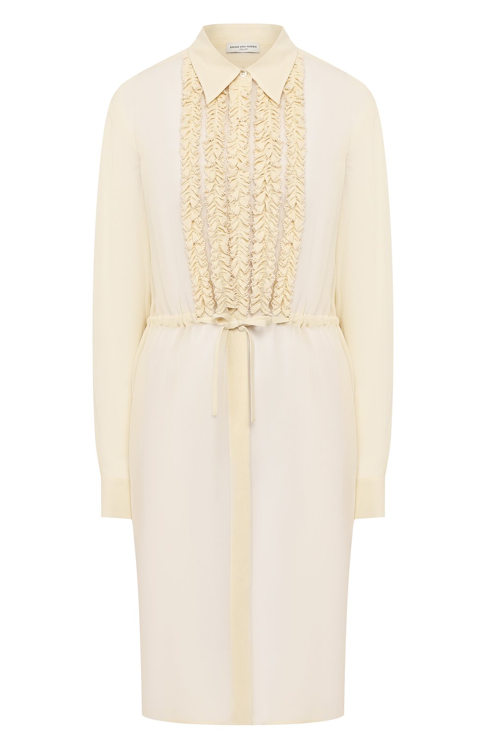 Платье из вискозы DRIES VAN NOTEN кремового цвета по цене 92950 руб., арт. 201-11079-9300, фото 1 Платье из вискозы DRIES VAN NOTEN, арт. 201-11079-9300, фото 1