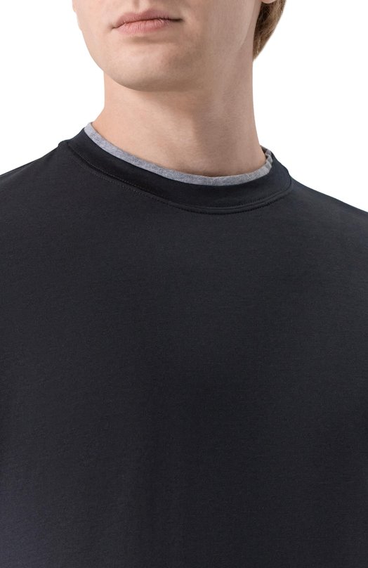 Футболка из шелка и хлопка Brunello Cucinelli MD8217427W Чёрный  MD8217427W Фото 5