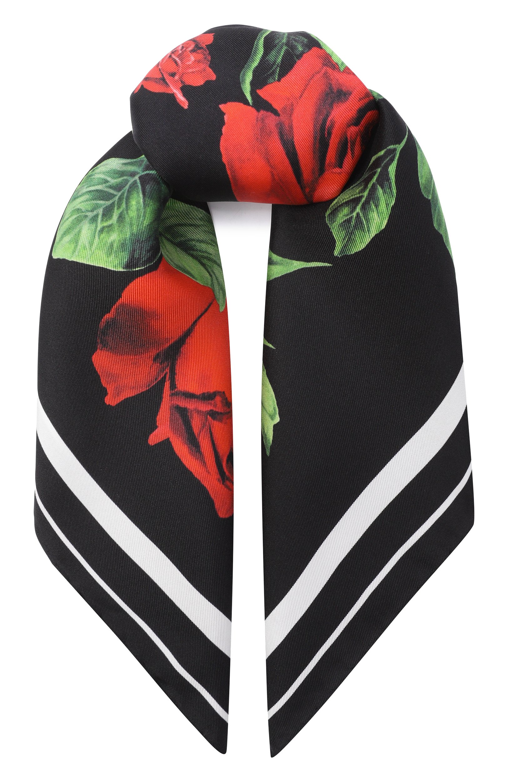 Шелковый платок DOLCE & GABBANA черного цвета по цене 35800 руб., арт. FN093R/GDDW2, фото 1 Шелковый платок DOLCE & GABBANA, арт. FN093R/GDDW2, фото 1