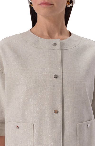 Жакет из хлопка и льна MAX MARA STUDIO серого цвета по цене 79950 руб., арт. AGILE, фото 5 Жакет из хлопка и льна MAX MARA STUDIO, арт. AGILE, фото 5