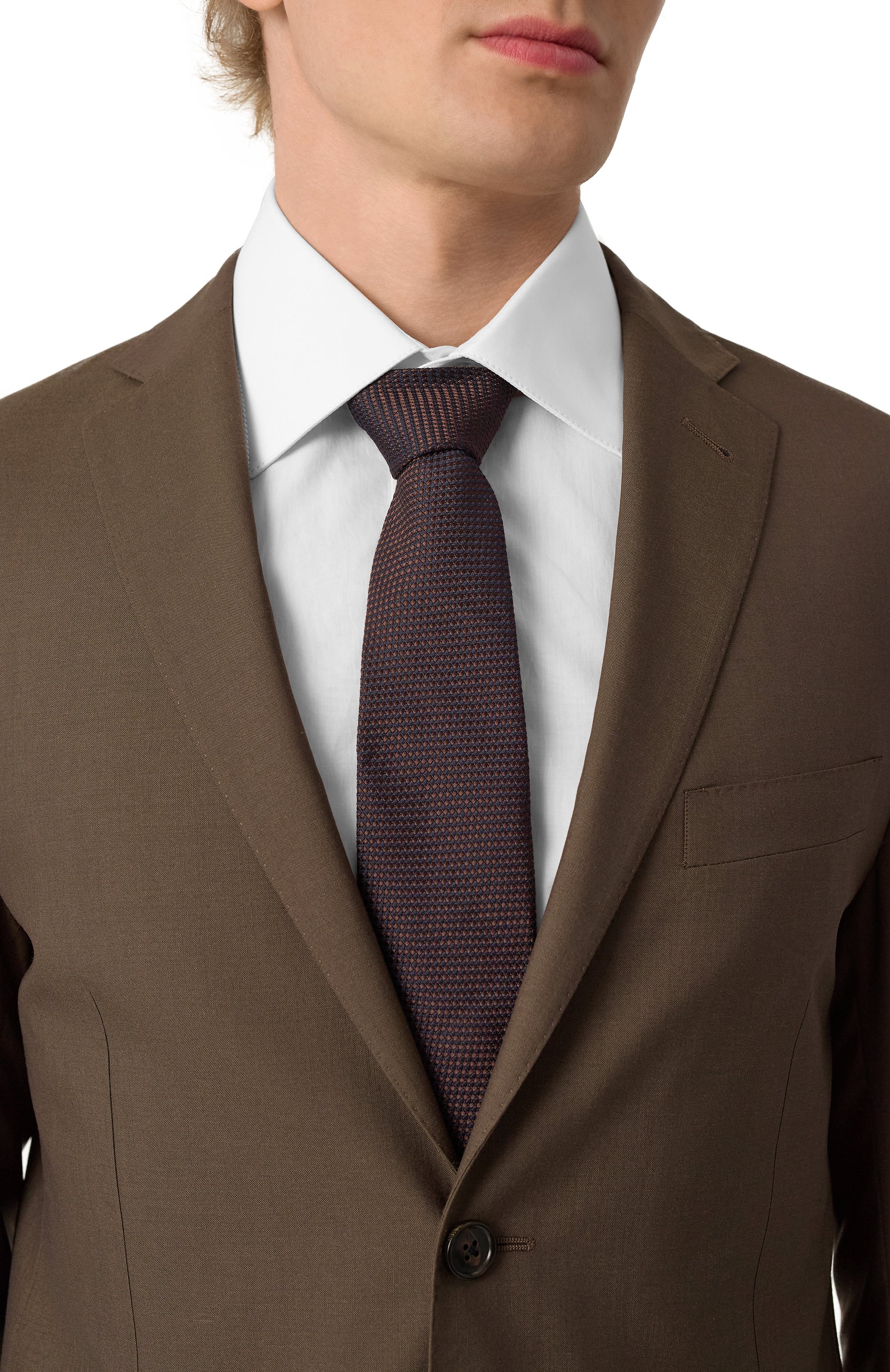 Галстук из шелка и хлопка CANALI темно-коричневого цвета по цене 18500 руб., арт. 18/HJ04180, фото 2 Галстук из шелка и хлопка CANALI, арт. 18/HJ04180, фото 2