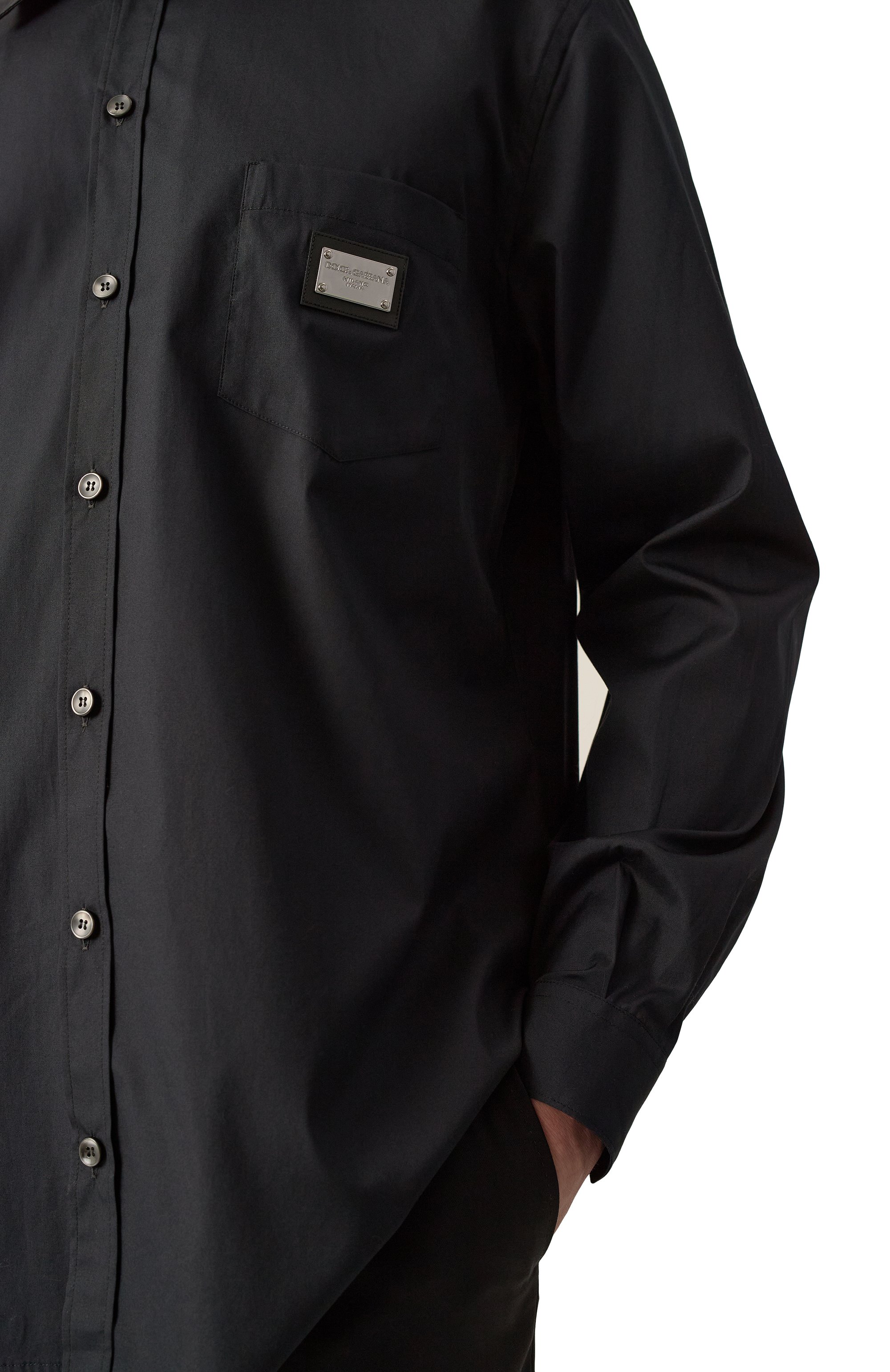 Хлопковая рубашка DOLCE & GABBANA черного цвета по цене 85850 руб., арт. G5JG4T/FU5U8, фото 5 Хлопковая рубашка DOLCE & GABBANA, арт. G5JG4T/FU5U8, фото 5