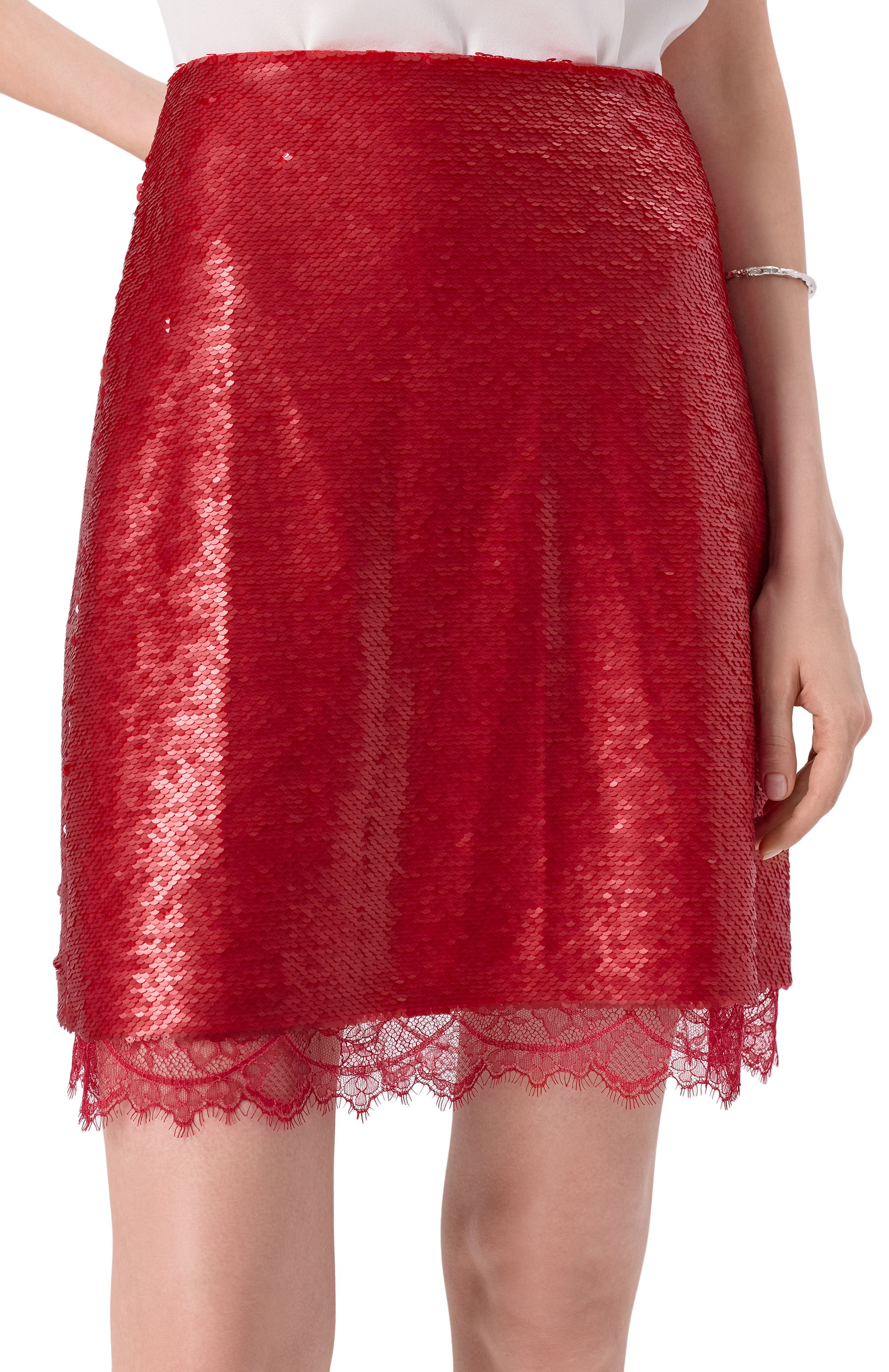 Юбка с отделкой пайетками AKHMADULLINA красного цвета по цене 49900 руб., арт. 1125.3Y731/P209, фото 5 Юбка с отделкой пайетками AKHMADULLINA, арт. 1125.3Y731/P209, фото 5