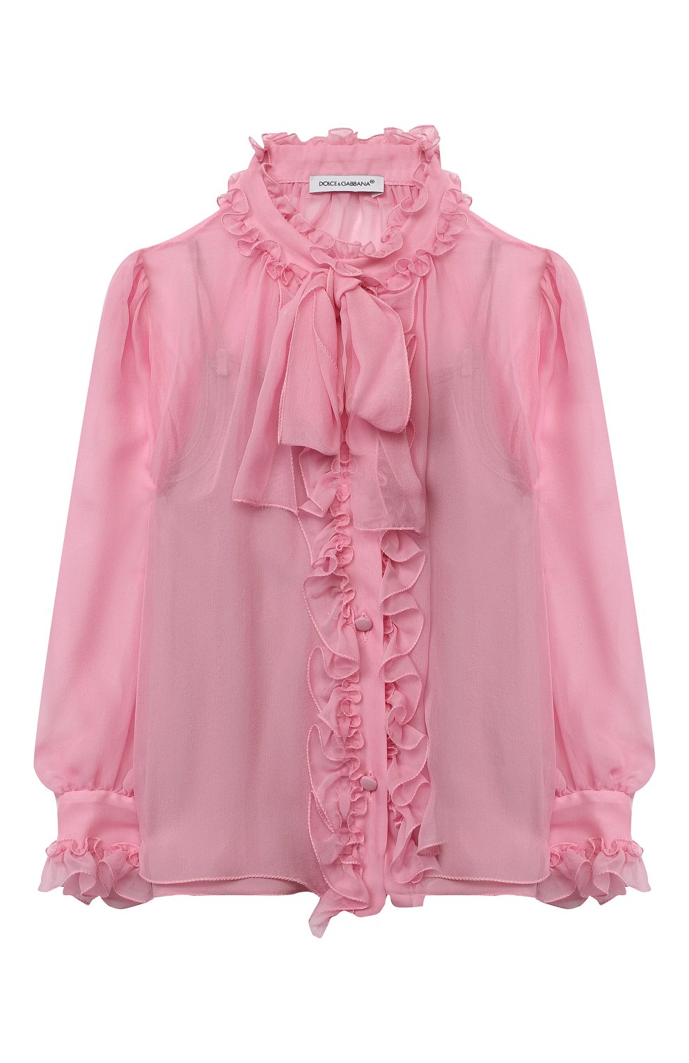 Шелковая блузка DOLCE & GABBANA розового цвета по цене 49950 руб., арт. L54S92/FU1AT/2-6, фото 1 Шелковая блузка DOLCE & GABBANA, арт. L54S92/FU1AT/2-6, фото 1