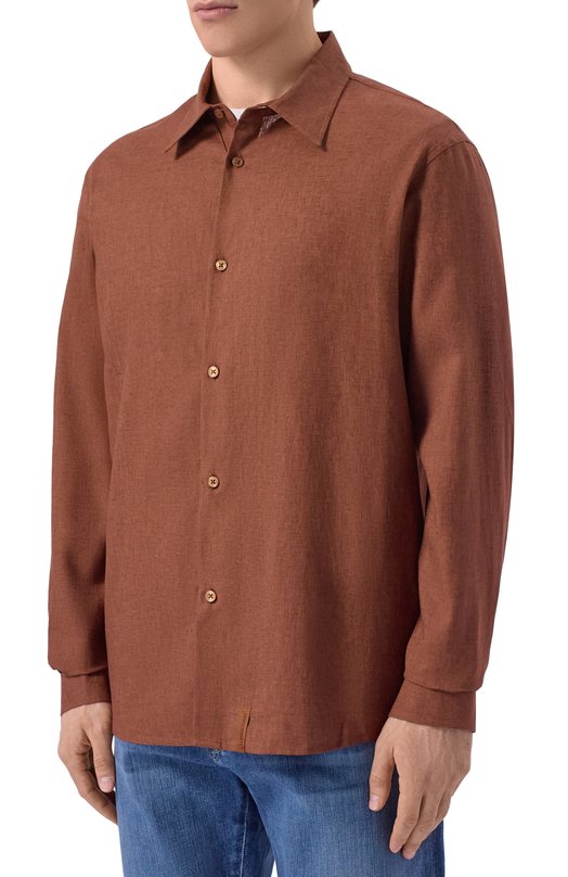 Рубашка изо льна и вискозы HINNOMINATE HMABM01549 Коричневый  HMABM01549 Фото 3