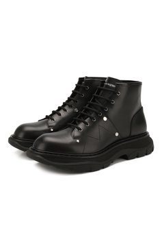 Мужские кожаные ботинки ALEXANDER MCQUEEN черного цвета, арт. 604253/WHQS0 | Фото 1 (Мужское Кросс-КТ: Ботинки-обувь; Стили: Кэжуэл, Гламурный; Материал внутренний: Натуральная кожа; Подошва: Массивная; Материал утеплителя: Без утеплителя; Драгоценные камни: Проставлено; Материал сплава: Проставлено; Материал внешний: Натуральная кожа)