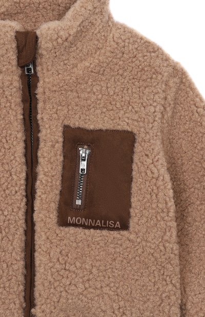 Куртка из экомеха MONNALISA бежевого цвета по цене 24950 руб., арт. 28H101, фото 3 Куртка из экомеха MONNALISA, арт. 28H101, фото 3