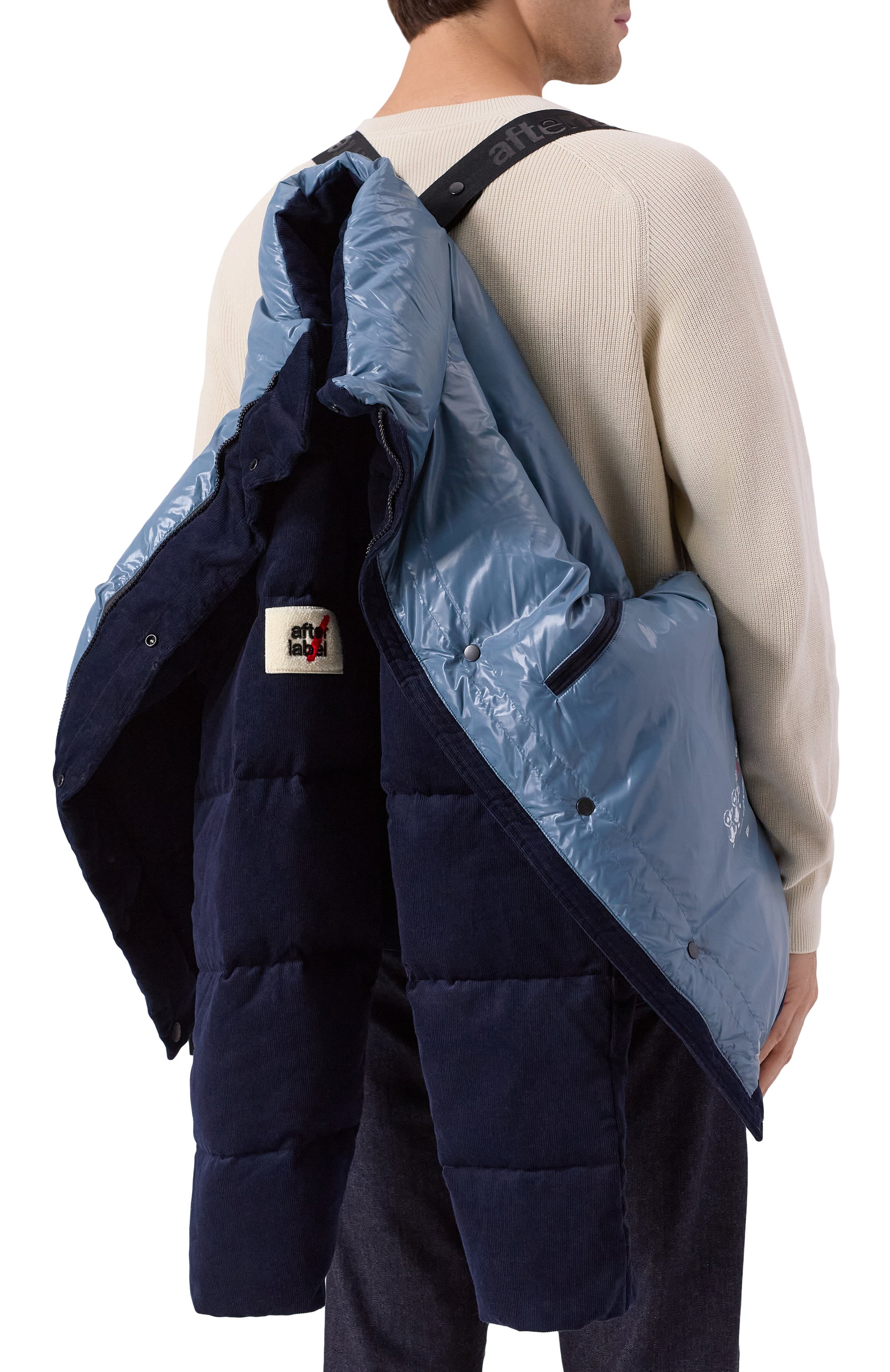 Вельветовый пуховик AFTER LABEL темно-синего цвета по цене 87700 руб., арт. CHAM0NIX/TP312, фото 6 Вельветовый пуховик AFTER LABEL, арт. CHAM0NIX/TP312, фото 6