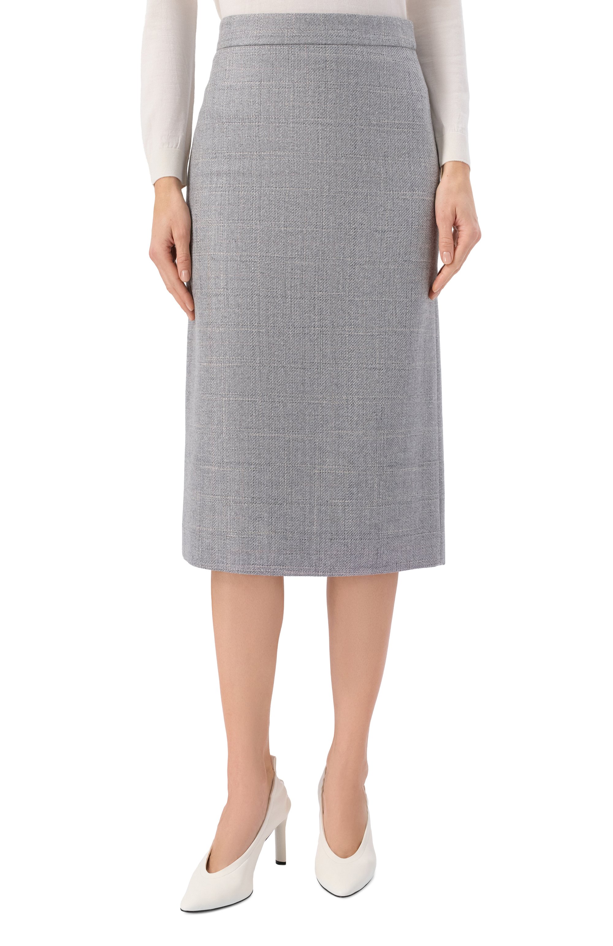 Юбка из шерсти и вискозы LORENA ANTONIAZZI серого цвета по цене 84550 руб., арт. G046B/5024, фото 3 Юбка из шерсти и вискозы LORENA ANTONIAZZI, арт. G046B/5024, фото 3