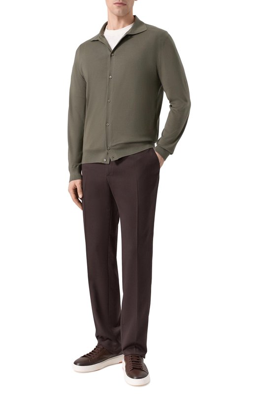 Рубашка из кашемира и шерсти Stefano Ricci W505506PAL/W26150_001 Хаки  W505506PAL/W26150_001 Фото 2