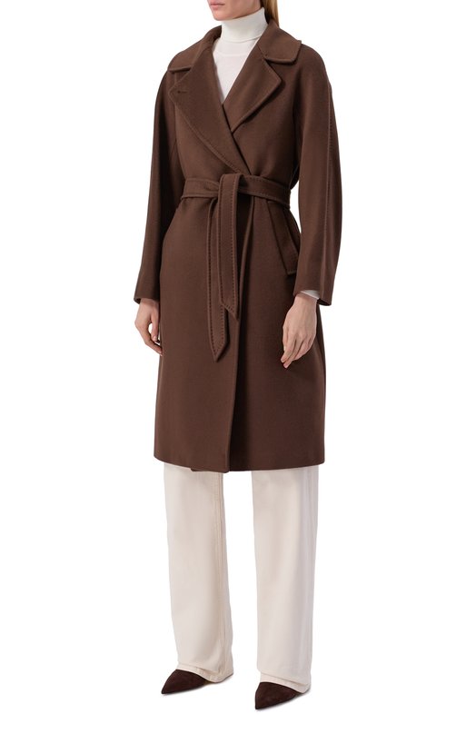 Шерстное пальто Weekend Max Mara RESINA Коричневый  RESINA Фото 3