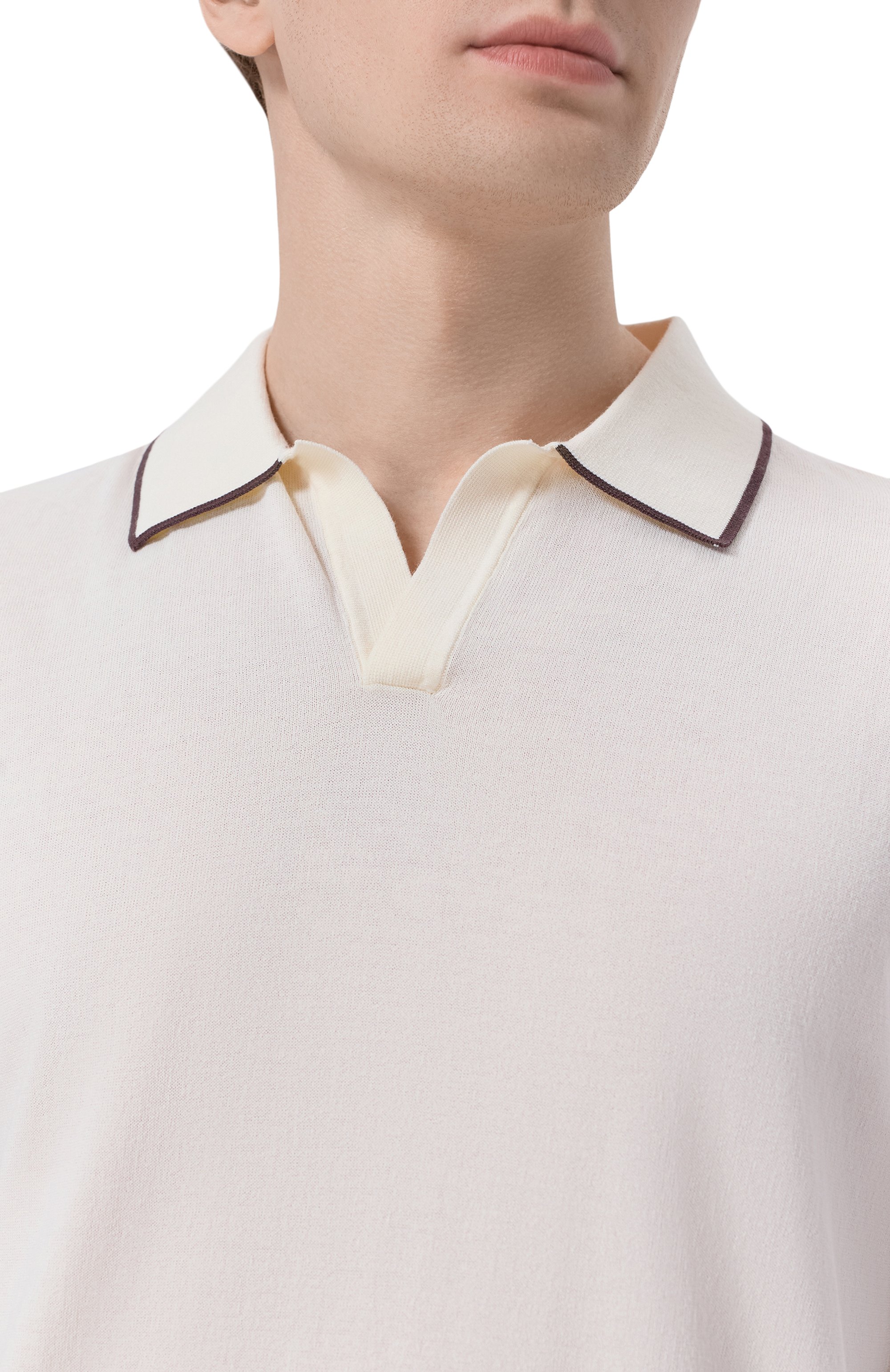 Хлопковое поло MC2 SAINT BARTH кремового цвета по цене 17650 руб., арт. SL00014-00095L/SL0AN C0NTRAST C0TT0N, фото 5 Хлопковое поло MC2 SAINT BARTH, арт. SL00014-00095L/SL0AN C0NTRAST C0TT0N, фото 5