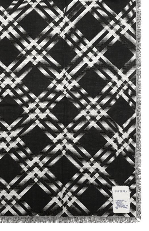 Шарф из шерсти и шелка Burberry 8110162 Чёрно-белый  8110162 Фото 4