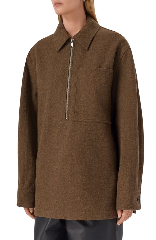 Шерстяная рубашка Jil Sander J40DL0170/J40182 Коричневый  J40DL0170/J40182 Фото 3