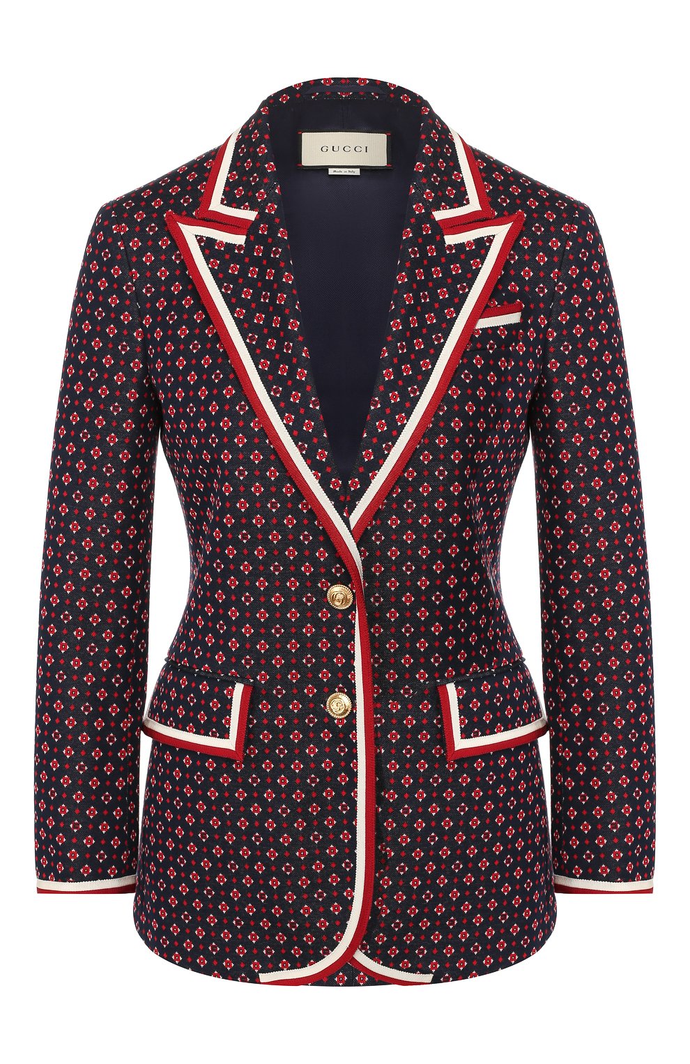 Хлопковый жакет GUCCI разноцветного цвета по цене 168500 руб., арт. 577385/ZAB7A, фото 1 Хлопковый жакет GUCCI, арт. 577385/ZAB7A, фото 1