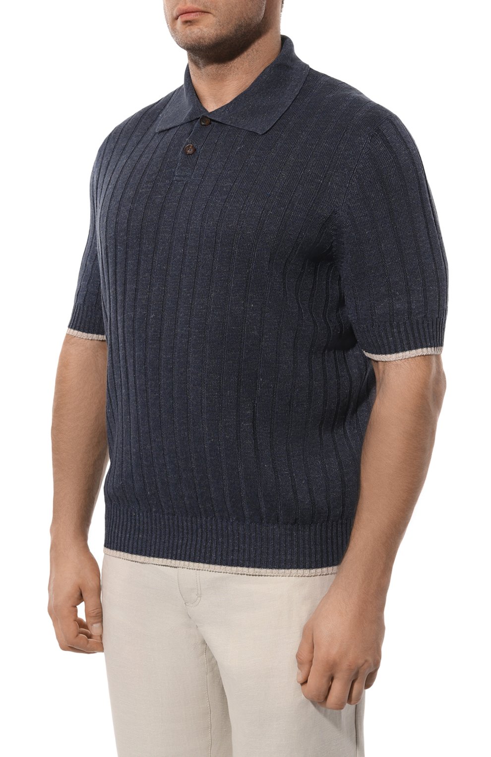 Поло изо льна и хлопка BRUNELLO CUCINELLI, арт. M2L70B2256, фото 3