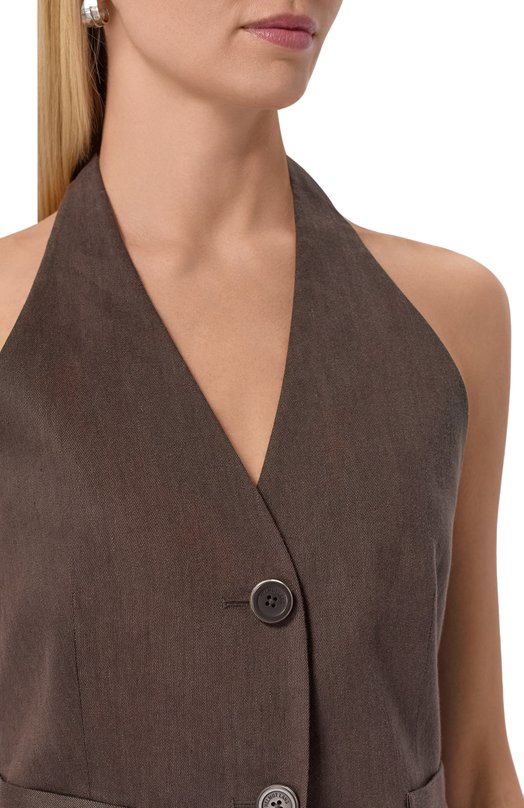Жилет изо льна и вискозы Helmut Lang P05HW102 Коричневый  P05HW102 Фото 5