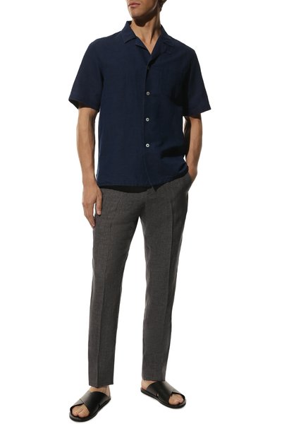 Рубашка изо льна и хлопка ALESSANDRO GHERARDI темно-синего цвета по цене 24750 руб., арт. B0WLING/10AU, фото 2 Рубашка изо льна и хлопка ALESSANDRO GHERARDI, арт. B0WLING/10AU, фото 2