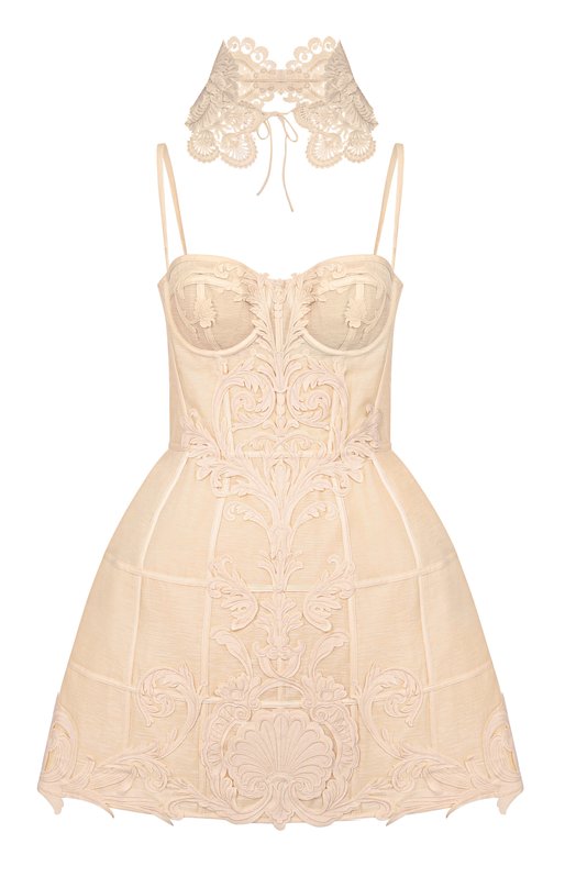 Платье изо льна и шелка Zimmermann 6350DC261 Кремовый 6350DC261