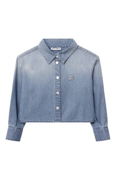Детское джинсовая рубашка DOLCE & GABBANA голубого цвета, арт. L56S32/LDD07/2-6 | Фото 1 (Рукава: Длинные; Материал внешний: Деним, Хлопок; Случай: Повседневный; Автоматизация состава: Проставлено; Автоматизация ТО: Проставлено; Ростовка одежда: 4 года | 104 см, 2 года | 92 см, 3 года | 98 см, 6 лет | 116 см, 5 лет | 110 см)