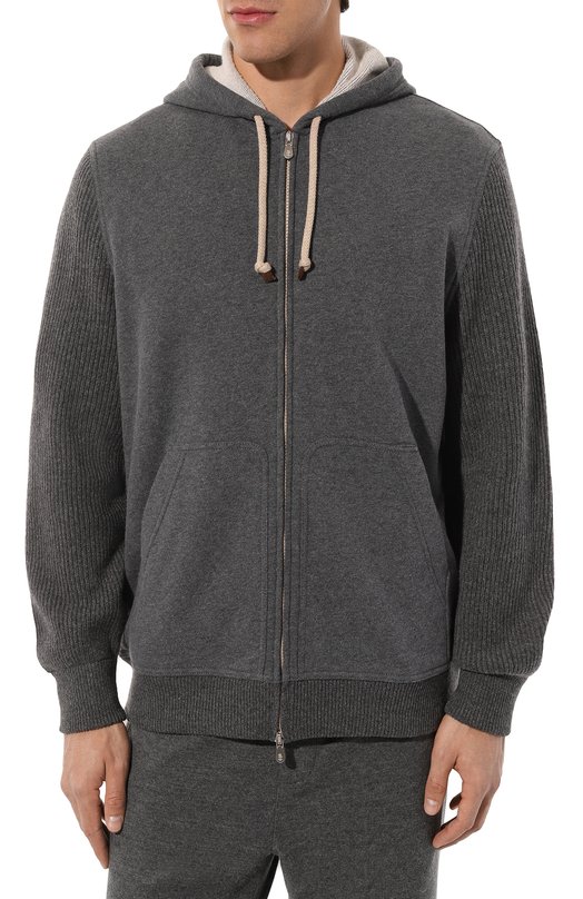 Хлопковая толстовка Brunello Cucinelli MTU23B2225 Серый  MTU23B2225 Фото 3