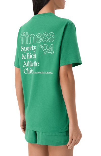 Хлопковая футболка SPORTY AND RICH зеленого цвета по цене 12150 руб., арт. T011973086GR19, фото 4 Хлопковая футболка SPORTY AND RICH, арт. T011973086GR19, фото 4