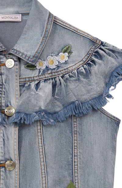 Джинсовый жилет MONNALISA голубого цвета по цене 24800 руб., арт. 19G105RU, фото 3 Джинсовый жилет MONNALISA, арт. 19G105RU, фото 3