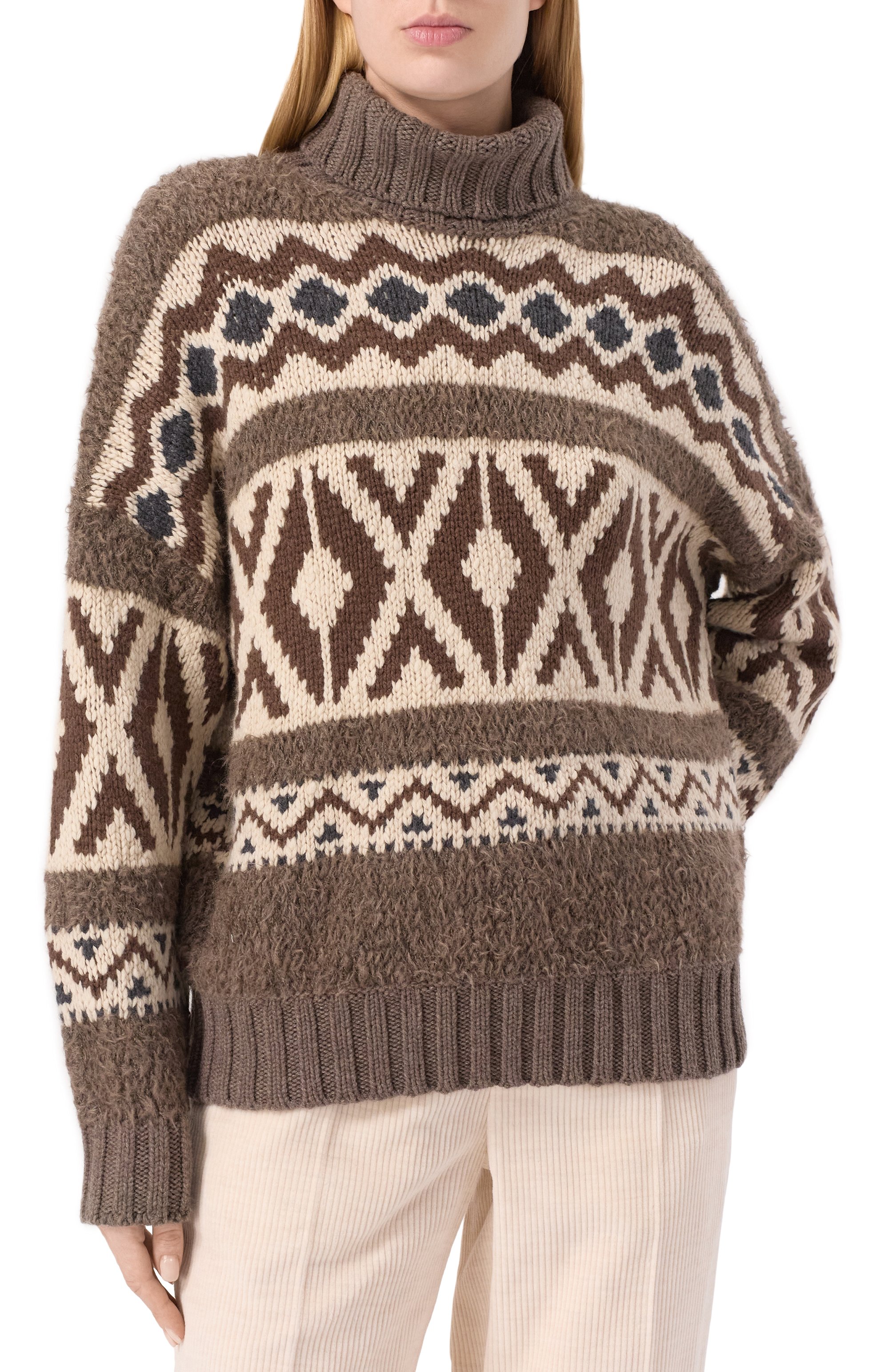 Кашемировый свитер BRUNELLO CUCINELLI коричневого цвета по цене 361000 руб., арт. M52363903, фото 3 Кашемировый свитер BRUNELLO CUCINELLI, арт. M52363903, фото 3