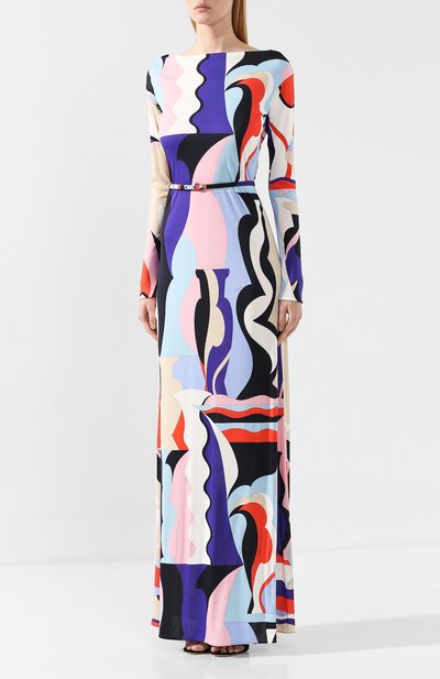 Платье из смеси вискозы и шелка EMILIO PUCCI разноцветного цвета по цене 164000 руб., арт. 9RJI30/9R747, фото 3 Платье из смеси вискозы и шелка EMILIO PUCCI, арт. 9RJI30/9R747, фото 3