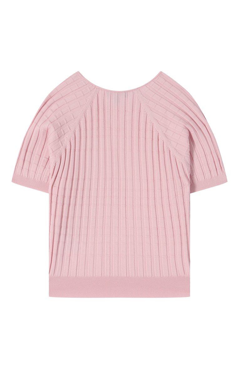 Детский пуловер EMPORIO ARMANI светло-розового цвета, арт. EG000177/AF14110 | Фото 2 (Рукава: Короткие; Материал внешний: Вискоза, Синтетический материал; Девочки Кросс-КТ: Пуловер-одежда; Ростовка одежда: 16 лет | 164 см, 10 - 11 лет | 140 - 146см, 13 - 15 лет | 158 см)