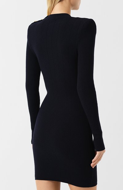 Шерстяное мини-платье с декоративными пуговицами BALMAIN, арт. 143745/K014, фото 4