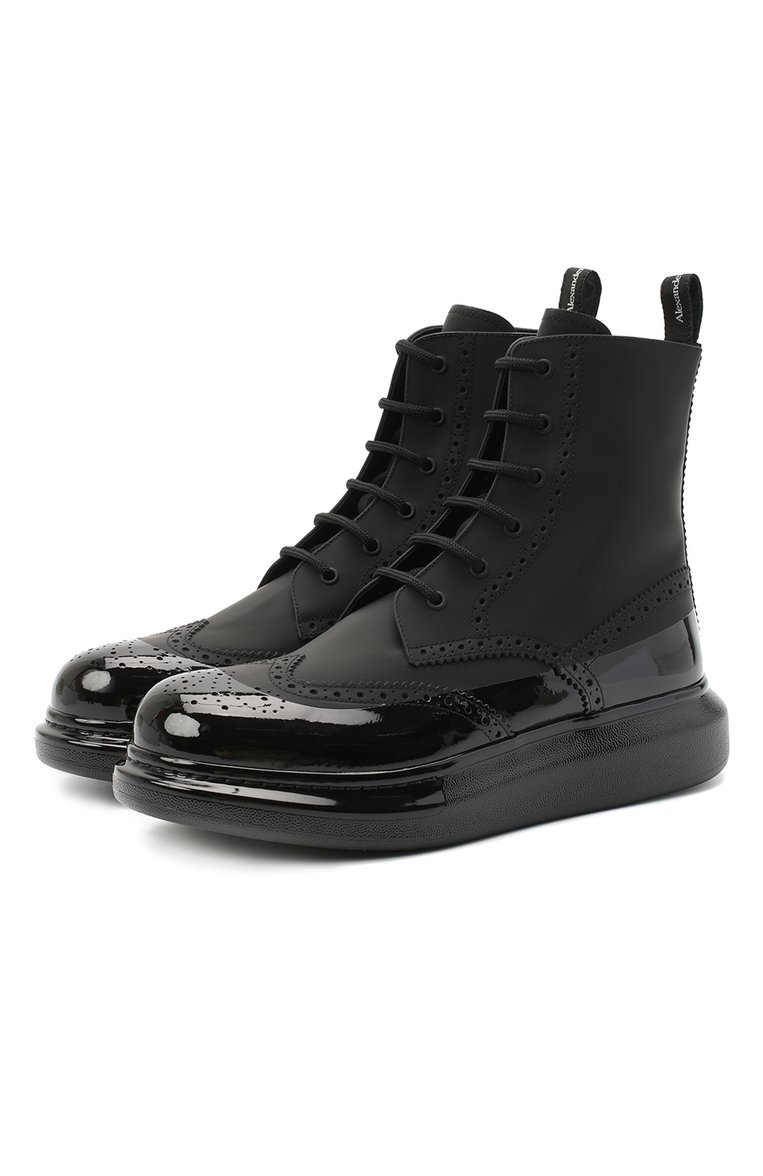Мужские кожаные ботинки ALEXANDER MCQUEEN черного цвета, арт. 628810/WHYK2 | Фото 1 (Подошва: Массивная; Материал внутренний: Натуральная кожа; Мужское Кросс-КТ: Ботинки-обувь; Материал утеплителя: Без утеплителя; Материал внешний: Натуральная кожа; толщина подошвы: 4,5, 4,7, 5; ширина носка стельки: 8,7, 9, 8,8, 9,3)