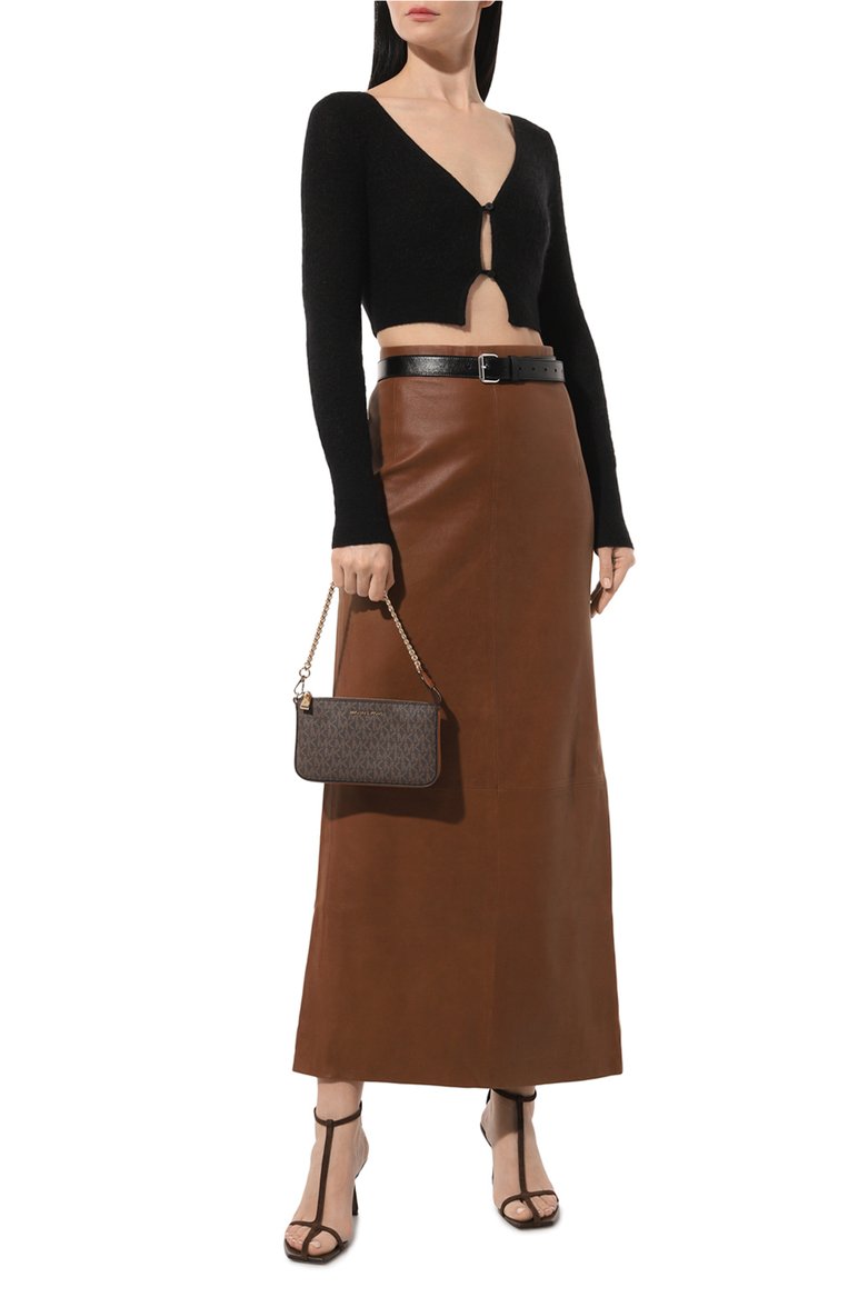 Женская сумка jet set medium MICHAEL MICHAEL KORS коричневого цвета, арт. 32F1GJ6W6B | Фото 7 (Размер: medium; Материал: Экокожа)