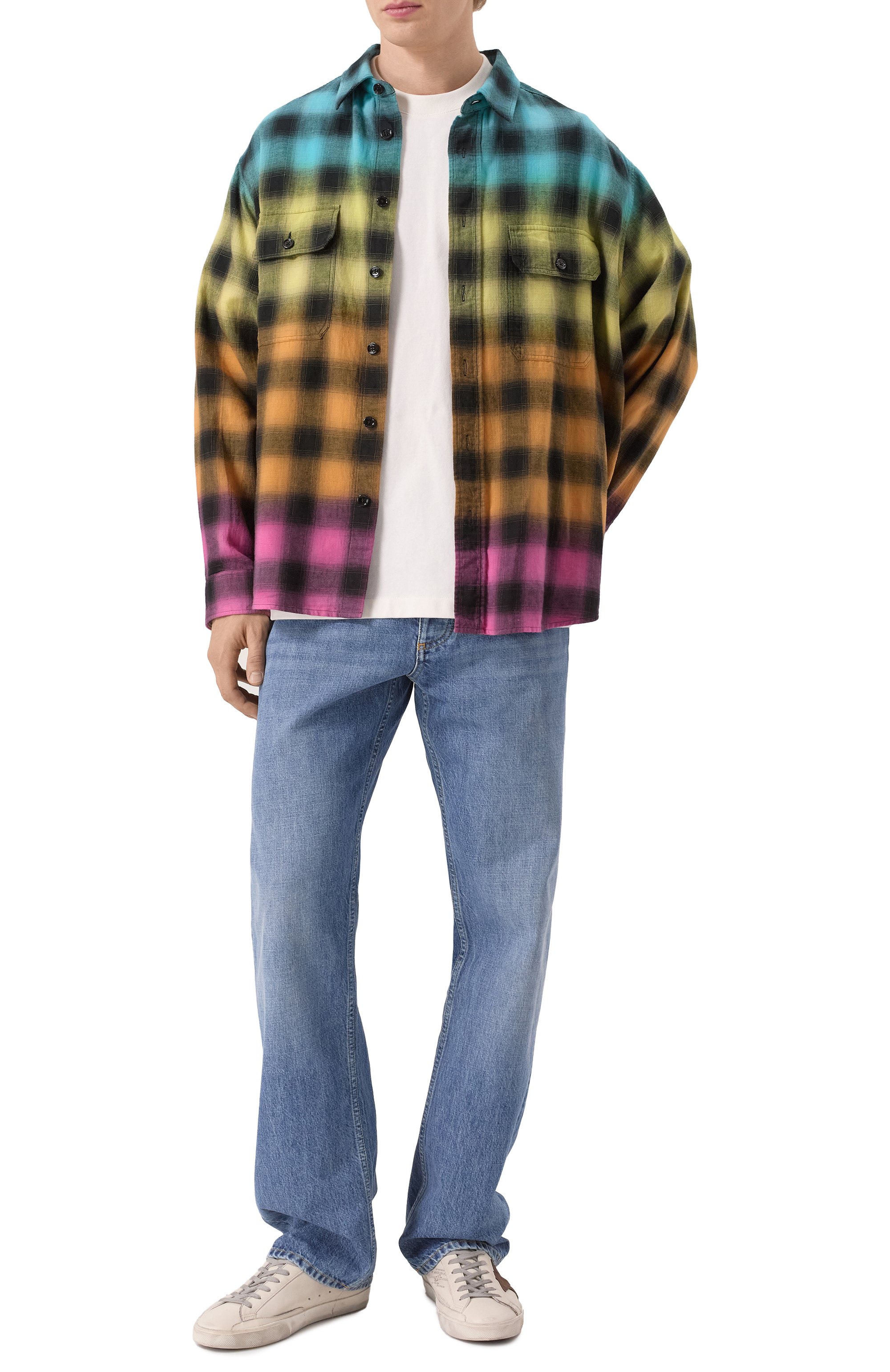 Рубашка из хлопка и льна CELINE разноцветного цвета по цене 122500 руб., арт. 2C574952T, фото 2 Рубашка из хлопка и льна CELINE, арт. 2C574952T, фото 2