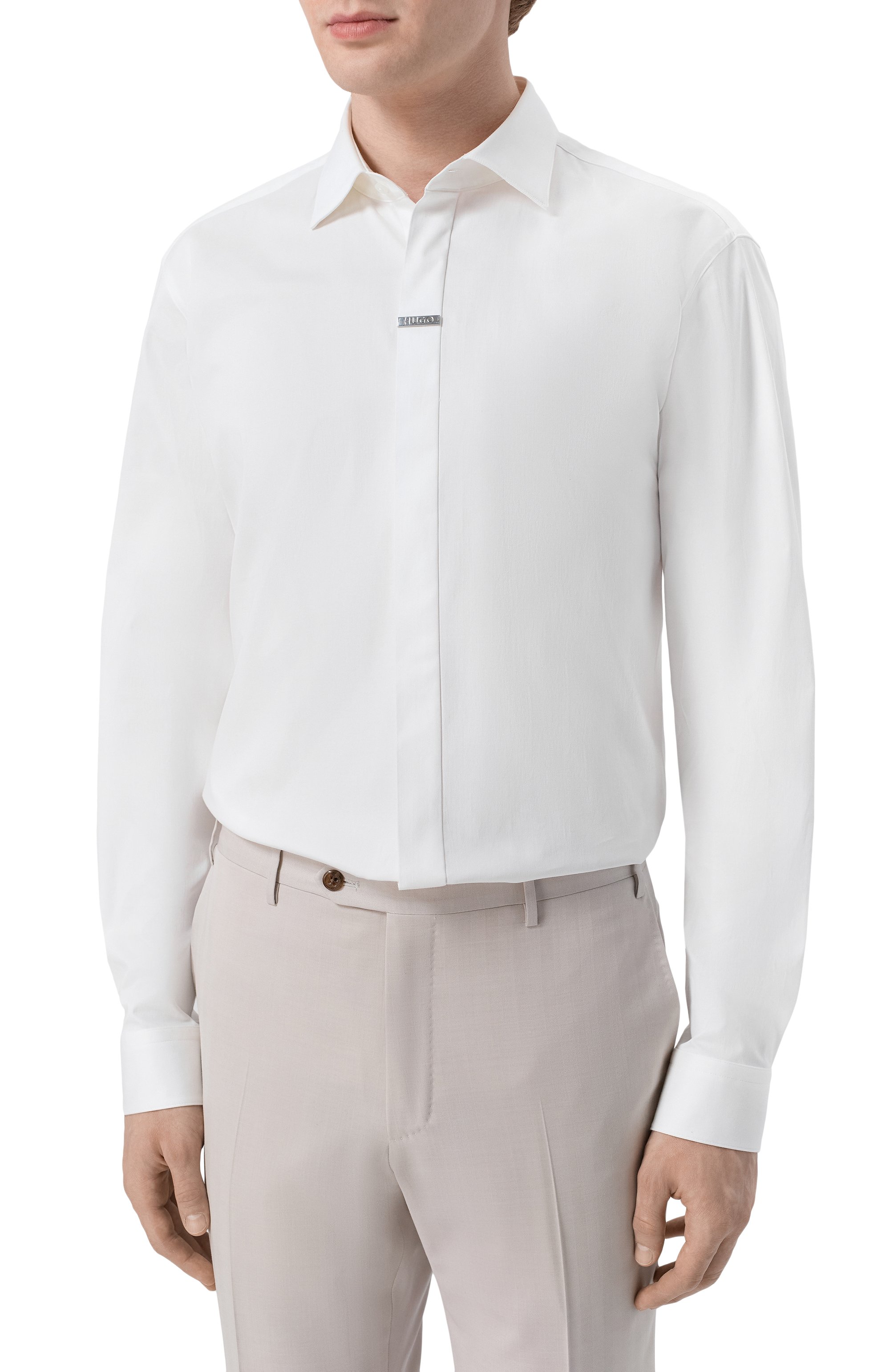 Хлопковая сорочка HUGO белого цвета по цене 16500 руб., арт. 50554768, фото 3 Хлопковая сорочка HUGO, арт. 50554768, фото 3