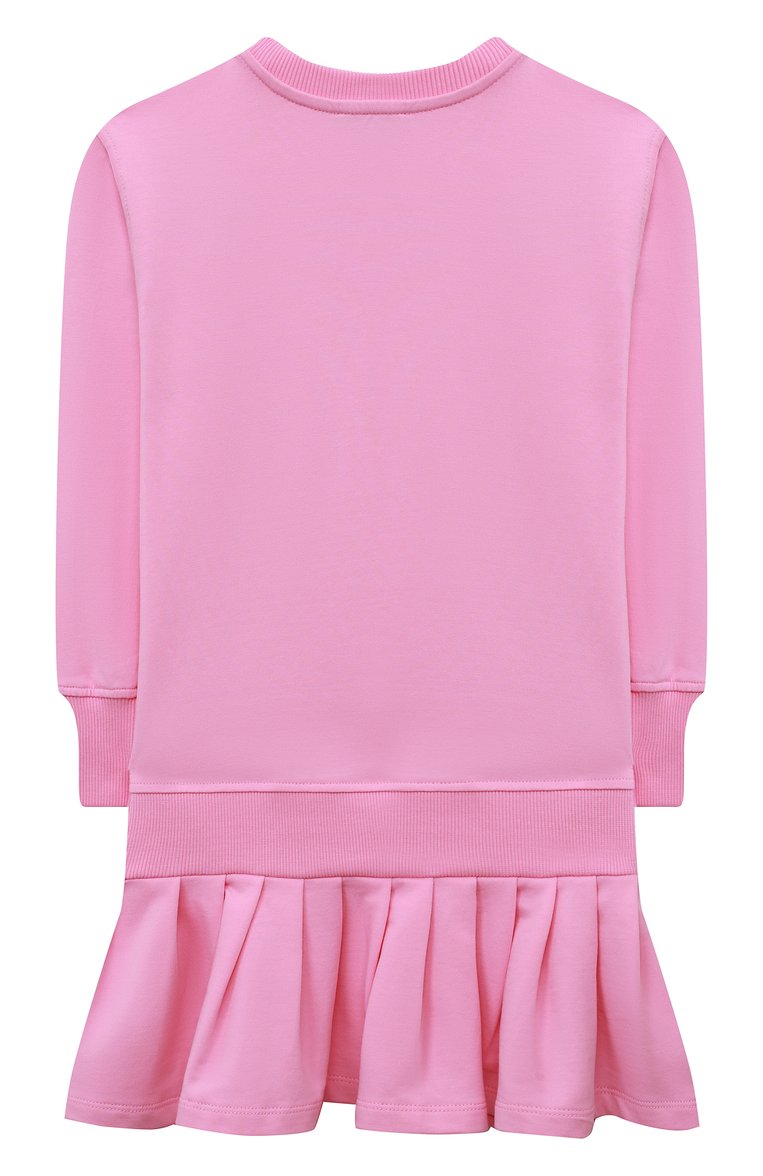 Детское хлопковое платье MOSCHINO розового цвета, арт. HDV0C3/LDA16/4A-8A | Фото 2 (Рукава: Длинные; Материал внешний: Хлопок; Материал сплава: Проставлено; Региональные ограничения белый список (Axapta Mercury): Не проставлено; Драгоценные камни: Проставлено)