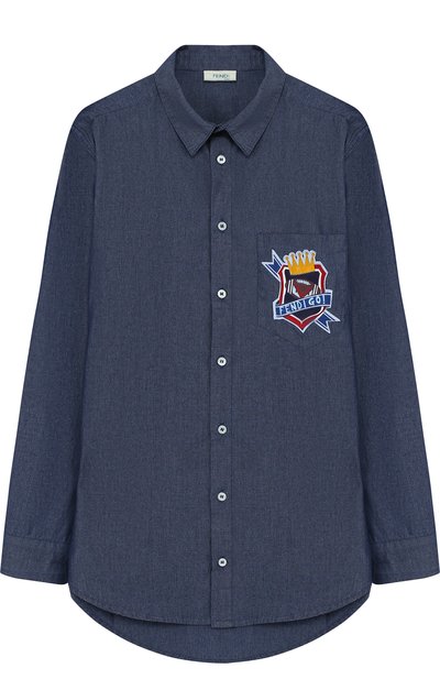 Джинсовая рубашка с нашивкой FENDI, арт. JMC054/25B/10A-12A