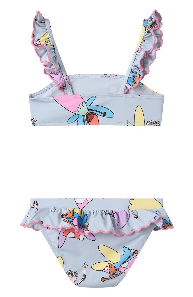 Детского раздельный купальник STELLA MCCARTNEY голубого цвета, арт. TWCA05 | Фото 2 (Нос: Не проставлено; Девочки Кросс-КТ: Купальники-пляж; Принт: С принтом; Материал внешний: Синтетический материал; Автоматизация состава: Проставлено; Ростовка одежда: 5 лет | 110 см, 7 лет | 122 см, 9 лет | 134 см, 3 года | 98 см, 2 года | 92 см, 4 года | 104 см)