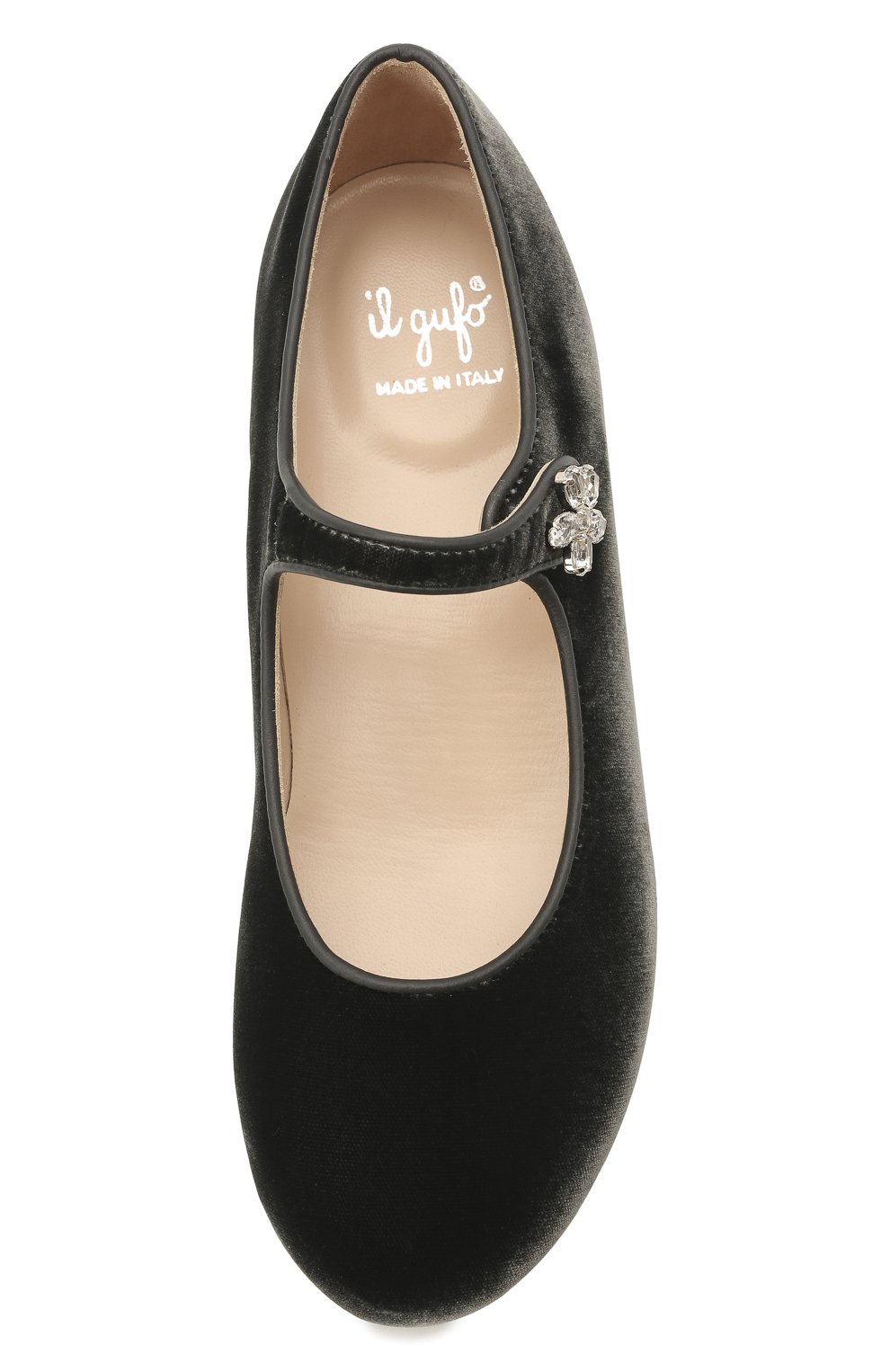 Бархатные балетки IL GUFO темно-серого цвета по цене 22450 руб., арт. G285/VELLUT0 ACC0PP/27-30, фото 4 Бархатные балетки IL GUFO, арт. G285/VELLUT0 ACC0PP/27-30, фото 4